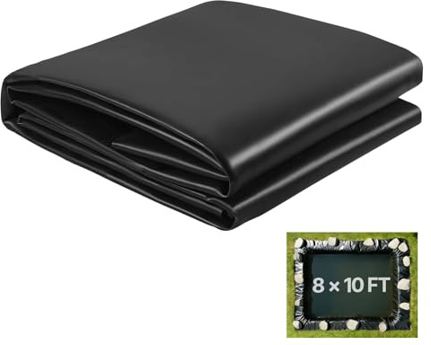 VEVOR 8 x 10 ft Pond Liner, 45 Mil Thickness, EPDM Rubber Material Fish Pond Liner for Outdoor Ponds, Easy to Cut, Durable & Leakproof, for Water Garden, Waterfall, Fishpond, Koi, Fountains, Black