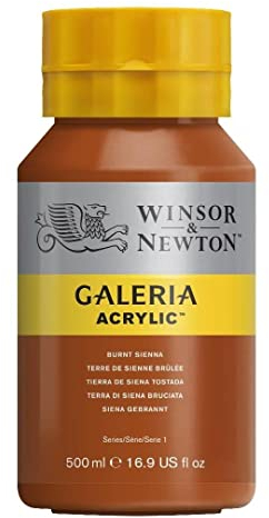 Winsor & Newton 2150074 Galeria Acrylfarbe, hohe Pigmentierung, lichtecht, buttrige Konsistenz, 500 ml Flasche, siena gebrannt