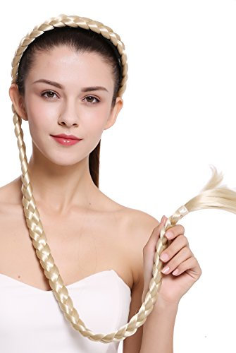 WIG ME UP - N1038-613 Toupet Treccia su cerchietto Molto lunghi Costume tradizionale Biondo platino 95 cm