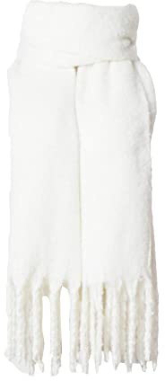 SoulQool Sciarpa lunga da donna invernale scialle sciarpe tinta unita avvolge lana filatura nappa coperta lunga stola regali da donna, bianco, 78L x 20W
