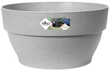 Elho Vibia Campana Coupe 34 - Pot De Fleurs pour Extérieur - Ø 33.9 x H 17.4 cm - Gris/Living Ciment