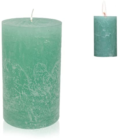 Candelo Bougie pilier rustique de qualité supérieure - Décoration de Noël - Menthe - Rustique - 12 cm de long - Durée de combustion : environ 54 heures - Couronne de l'Avent