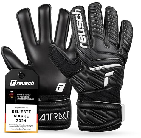 Reusch Attrakt Solid Junior Guanti da portiere|Bambini 5–16 anni|Presa sicura con lattice|Calzata comoda e fascia avvolgente|Traspiranti e resistenti|Allenamento e partita