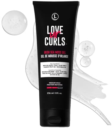 Love Ur Curls Irish Sea Moss Hair Gel, Medium Hold Hair Styling Curling Gel for Defined Curly Hair, Waves & Coils, Vegan, Cruelty Free, 236mL