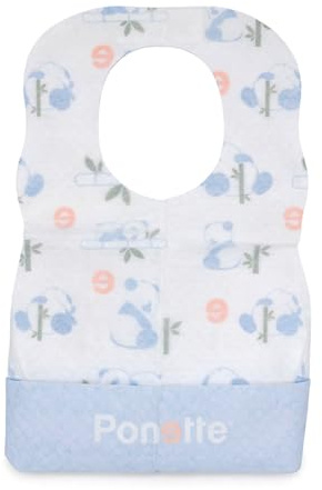 Ponette - Pack de 50 uds Baberos Infantiles de Un Solo Uso, Impermeables, Desechables, de Viaje, Baberos de Usar y Tirar, Marca Española