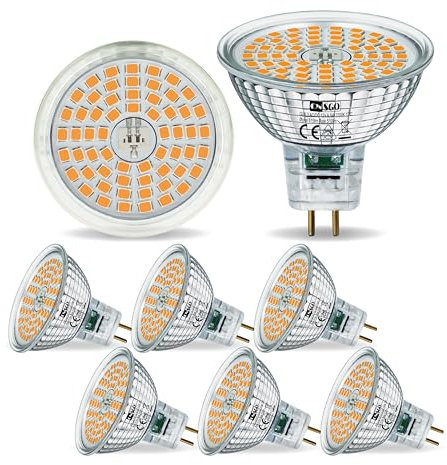 CNSGO GU5.3 LED Glühbirne Warmweiss 2700K 615 Lumen, 6er-Pack, 6.5W Ersatz 50W MR16 Halogenlampe, Abstrahlwinkel 120° Leuchtmittel, AC/DC 12V Flickerfreie Nicht Dimmbar Energiesparlampen