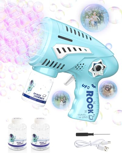 Kid Odyssey Elektrische Seifenblasenpistole, 72 Löcher automatische Seifenblasenmaschine Kinder mit 10000+ Seifenblasen, Bubble Gun Kinder mit LED-Leuchten, Geschenk für Kinder Hochzeit