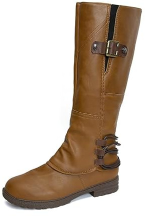 BIISDOST Bottes vintage en cuir pour femme - Bottes hautes à talon carré - Mode femme - Antidérapantes - Imperméables - Fermeture éclair - Bottes d'hiver hautes - Noir - Chaussures tendance, kaki, 38