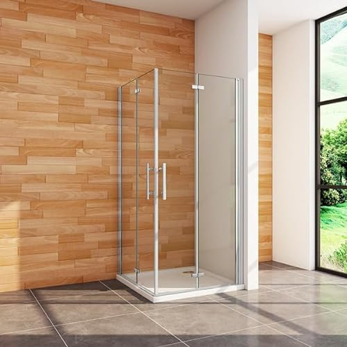 Aica Sanitär Eckeinstieg Duschkabine Dusche Duschwand Duschabtrennung Falttür H195cm,80x70cm