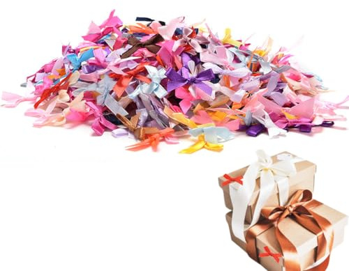 EIHI 100 Pezzi Fiocchetti Piccoli per Decorazioni, Fiocchi di Nastro di Raso, Multicolori Mini Fiocchi, Mini Fiocchi di Raso da 2.5 Cm per Artigianato, Cucito, Decorazione di Regali(Multicolore)