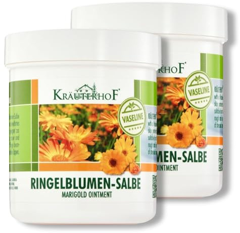 Kräuterhof® Ringelblumen-Salbe Duo-Set (2 x 250ml) – auf Vaseline-Basis, Hautschutzmittel & geeignet zur Pflege rauer & trockener Hautpartien, Körperpflege für beanspruchte Hände & Lippen