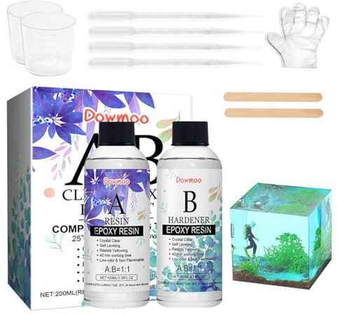 Epoxidharz-Set, Epoxidharz | Set aus kristallinem Harz und Härter, Zubehör mit Glanz und ohne Blasen, Beschichtungs- und Formharz-Set für die Herstellung von Bij