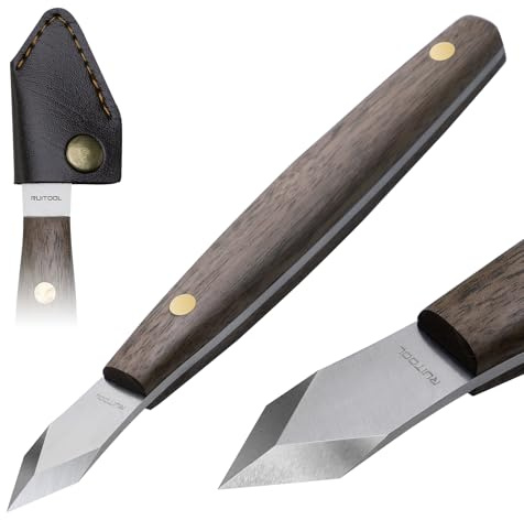 RUITOOL Marking Knife, Long‑Neck Thin Blade Scribing Tool with Dual Grooves for Woodworking – High Carbon Steel Double Beveled Blade (2.6) for Precision Wood Carving & Left/Right Hand Use