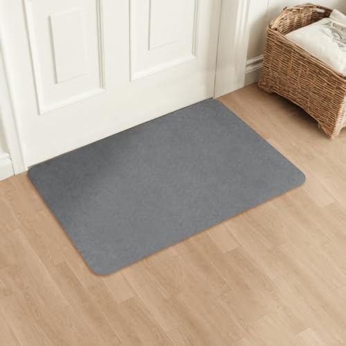 Aoxisicoo Paillasson d'Intérieur 60x90 cm,Tapis d'Entrée Lavable,Anti-Salissures,Super Fin,Antidérapant,Absorbant la Saleté,pour Chambre, Cuisine ou Couloir,Gris Clair
