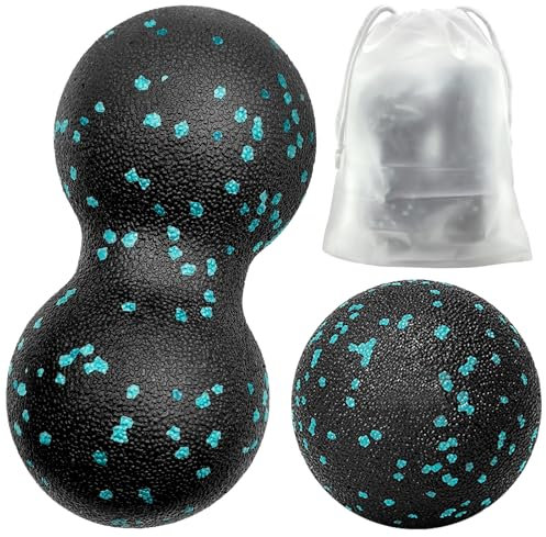 Gemtte Faszienball und Duoball, 2 Stück Massageball Set, Klein Faszienball Nacken für Wirbelsäule Fuß Nacken und Rücken (Blau)