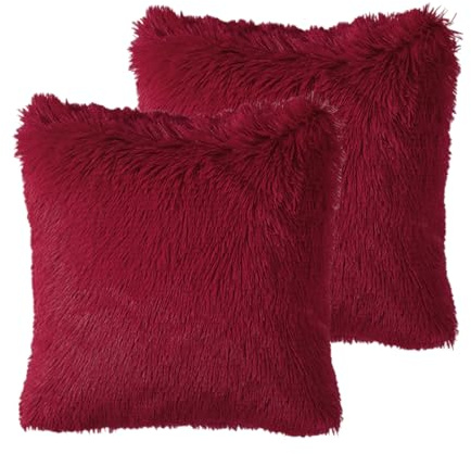 CYNOSURETECH 2 Pieces Plush Throw Pillow Covers, 45×45 Seat Cushion Covers, Solid Color Faux Fur Cushion Covers, Sofa Throw Pillow Covers, Suitable For Bedroom, Living Room, Car