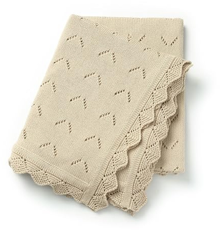 Loyfoky Coperta per Bambini Traforata 100% Cotone Traspirante per Lettino e Passeggino per Neonati Ragazzo Ragazza, Swaddle, Cameretta 100x80cm Khaki