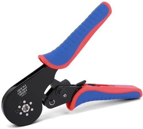 Wowlela Herramienta de crimpado de virola de alambre, crimpadora de 0,08-16 mm², AWG 30-5, alicates de trinquete autoajustables para conectores de crimpado de extremos de cable aislados y no aislados