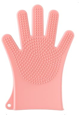 Pet Hair Remover Glove – Deshedding & Grooming Glove for Dogs & Cats – Soft Brush Mitt for Short & Long Fur – Pet Hair Removal Glove for Furniture, Clothes & More – Reusable Cleaning Glove (Pink)