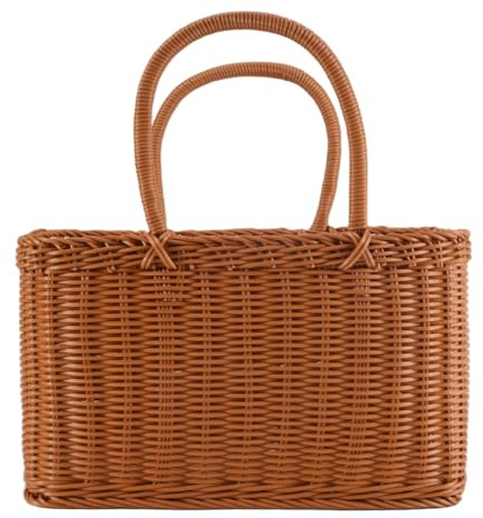 Yocdunm Home Shopping Basket Hand Vegetable Basket Decorative Woven Basket Flower Arrangement Basket Imitating Rattan Picnic Bag