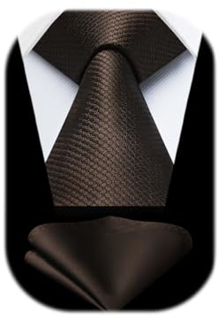 HISDERN Ties for Men Solid Colour Tie and Pocket Square Set Classic Wedding Mens Necktie Formal Elegant Business Party