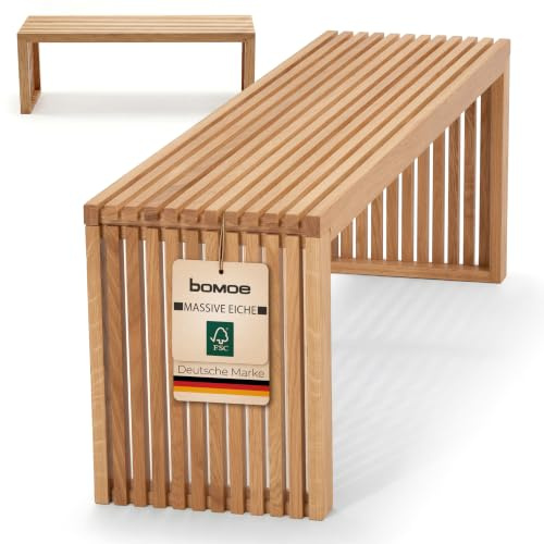 BOMOE Petit Banc à Lattes en Bois chêne Massif huilé FSC® sans Dossier