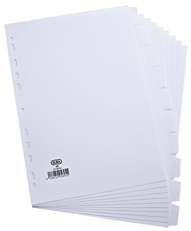 Elba A4 10-teilige Kartei-Trennblätter, 1 Set weiße Registerkarten