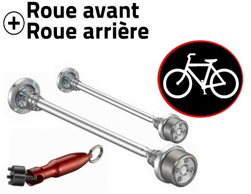 Antivol vélo pour Roues de vélo - Kit Roues Avant et arrière