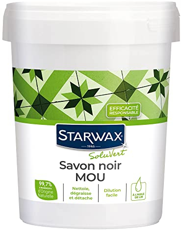 STARWAX SOLUVERT - Savon noir mou à l'huile de lin - 1kg - Nettoie - dégraisse et détache - 99,7% d'origine naturelle - Fabrication Française - Efficacité responsable - Dilution facile
