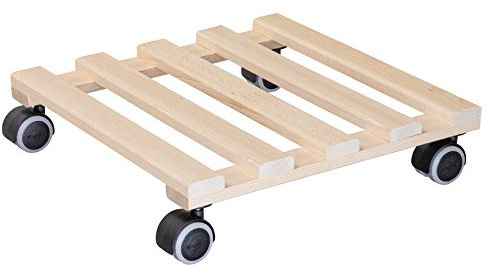 WAGNER Plant trolley PALETTI 34 x 34 x 8 cm I Flower trolley for indoor use I Container trolley made of FSC®-certificated solid beech wood, nature I Load capacity 100 kg I Made in EU - 20043801