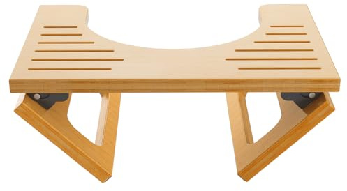 AmazerBath 7 Inches Bamboo Toilet Stool Squat for Adult, Foldable Squatting Potty Stools for Bathroom, 0.79 Thickness Poop Stool with Non-Slip Strip, Space-Saving, No Assembly Required, Natural Color