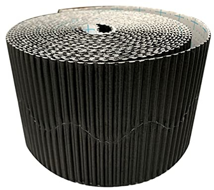 Black 3 Ace Crafts, 57mm x 15m Corrugated Border Roll, Classroom Decor, Display Borders, Bulletin Board, Wall Decorations, Notice Board Edging Rolls Fade Resistant