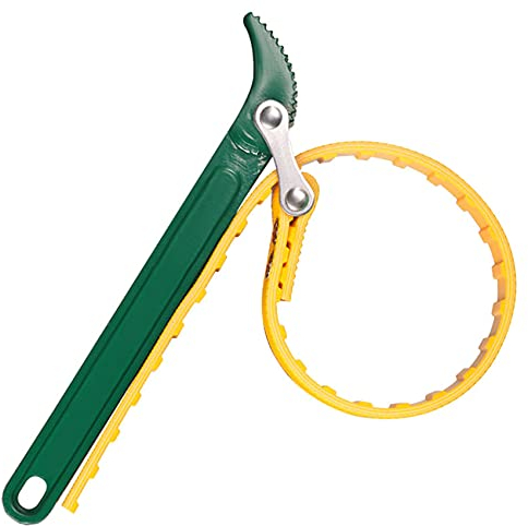 letuxaamz Clé à sangle pour filtre à huile - 8 pouces - Multifonctions - Clé à sangle en caoutchouc - Clé à cliquet pour décapsuleur, tubes réglables - Outil à main (jaune)