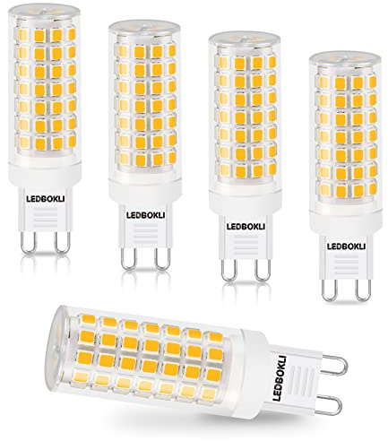 LEDBOKLI G9 LED Lampe Warmweiß 8W 3000K - entspricht 80W Halogenlampe, G9 Glühbirne 700 Lumen, kein Flackern, Nicht Dimmbar, 360° Abstrahlwinkel, AC 220-240V, Enegiesparende kleine Birne, 5er Pack