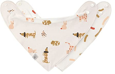 LÄSSIG Bavoir bébé écharpe triangle set 2 pcs. Coton bio bouton-pression réversible/Baby Bandana Little Mateys spicy orange