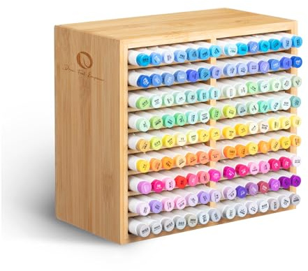 Ohuhu Bambus Stifte Organizer, Holz Desktop Aufbewahrung für 126 Markerstifte Stifte Bleistifte Kunstpinsel stationärer Organizer, Bleistifthalter mit 18 Fächern für Klassenzimmer Büro Dekoration