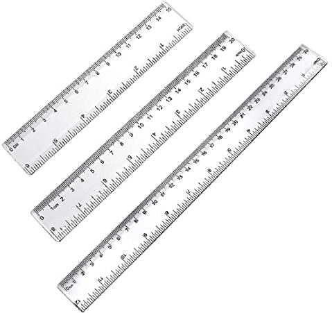 SULIUDAJI Lot de 3 règles droites en plastique transparent pour dessin - Outil de mesure avec pouces et centimètres pour l'école, la salle de classe, le bureau