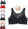 JOCCOS Floral Comfort Rose Bra, Push Up, Wire Free, Front Closure, Full Coverage, Black, 34C