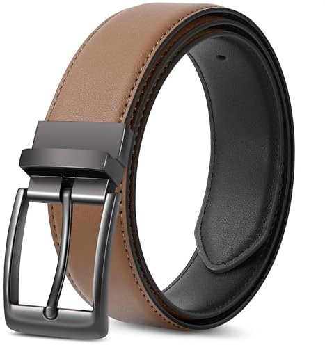 Sunya Gürtel Herren Wendegürtel. 33mm Breit Business Anzug Ledergürtel Braun Schwarz