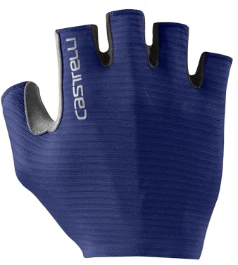 CASTELLI Men’s Espresso Glove, Short-Finger Cycling Gloves with Padding & UPF Protection for Road & Gravel Biking - Belgian Blue - Large