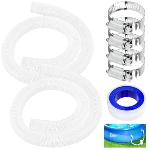 Tubi per Piscina Feirdhoo da 32 mm, 2 Tubi da 100 cm con 4 Morsetti in Metallo, PVC, 1 Unità
