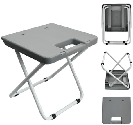 Godneei Sedia Pieghevole da Esterno In Plastica Sgabello da Campeggio Portatile Adatto Per Giardino E Attività All'aperto (Grigio)
