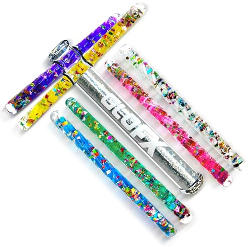 GloFX Silver Holographic Liquid X Kaleidoscope Tube Toy – 6 Glitter Wand Colors – Includes Tube, Wands & Spacers – Premium Sensory Toy for Ages 15+