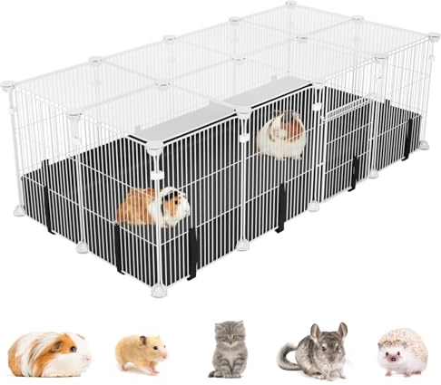 Small Animal Playpen with Waterproof Mat,Guinea Pig Cages,48*26*15.7C&C Cage for Hamster,Rabbit,Bunny,Hedgehog,Chinchilla,Ferret,Indoor Outdoor Portable Metal Wire Yard Fence,Metal Pet Panels-20p