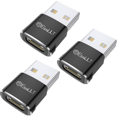 EasyULT Adaptador USB a USB C (3 Pack), USB Tipo C Hembra a USB A Macho, para Carga Rápida y Sincronización de Datos, Compatible con iPhone 16/15/14 Plus Pro MAX MacBook iPad Galaxy