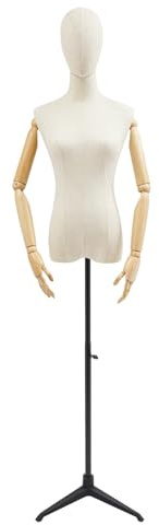 Manichino femminile display manichino corpo regolabile in altezza con braccia flessibili (nero, 157-215 cm)