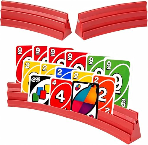 Ulluthu 4Piezas Soportes para Cartas Magnéticos | Soporte para Naipes con 3 Rampas Diseño Curvo y Apilable | Manos Libres para Personas Mayores, Niños y con Artritis | para Póker, UNO y Juegos de Mesa