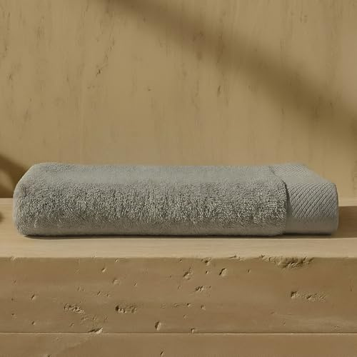 VOUCLER – Oasis Toalla Baño Grande 100% Algodón Toalla Gris de Rizo con Hilo 16/1 Peinado Turco 550 gsm | Suavidad, Absorción y Estilo SPA en Casa