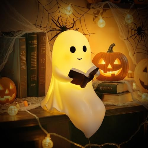 AYESY Luz Nocturna Infantil, Lámpara de Lectura de Fantasmas Lámpara de Noche Decoración Resina para Cumpleaños Halloween Navidad Regalos para Niños y Adulto 16x13x12cm
