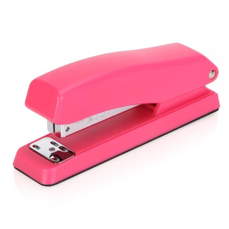 EAGLE Ergonomic Desktop Stapler, Metal, Black, 20-Sheet Capacity, Fits 24/6 & 26/6 Staples, Non-Slip Soft Grip, 18 x 5 cm (Pink)